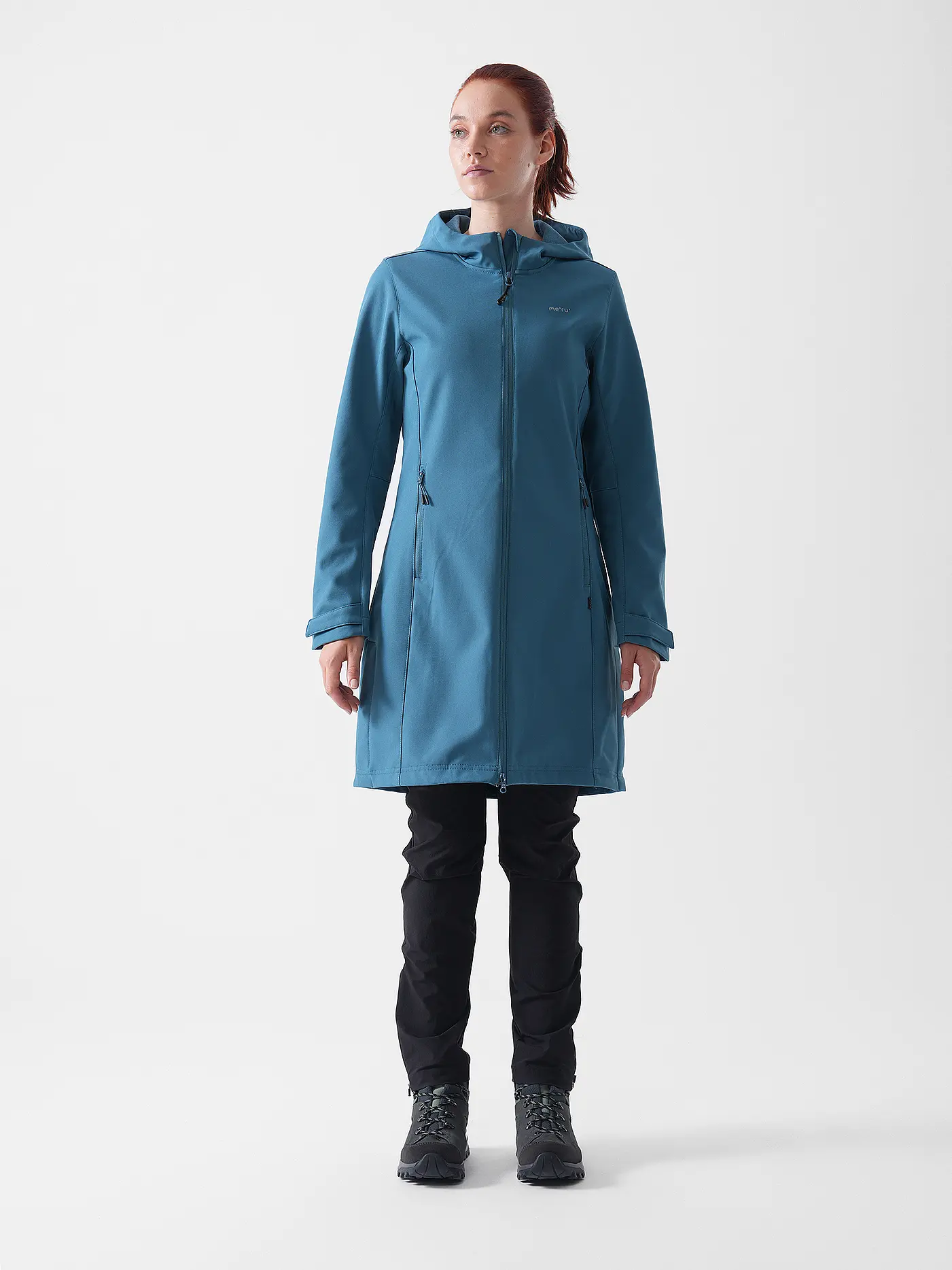 MERU | Damen Winter Softshellmanten Touloluse Hoodie | petrol